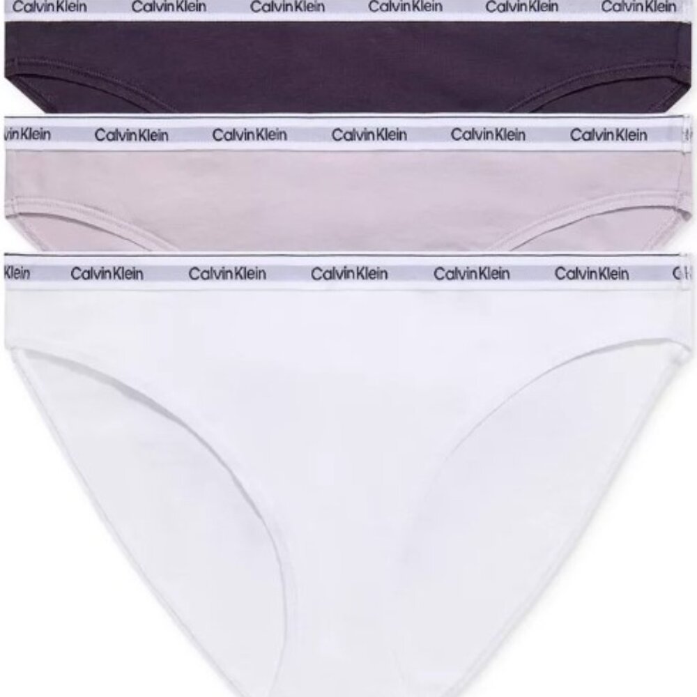 NWT Calvin Klein Modern Logo 3 pack Bikini Panties Underwear L MSRP $35 Purple